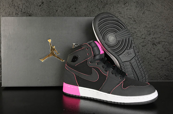 2017 Air Jordan 1 High GS Black Pink White Shoes